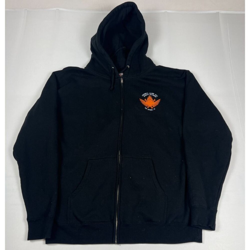 Harley-Davidson Men L Alamo City San Antonio Zip Hoodie Black Cotton Graphic - Picture 1 of 5
